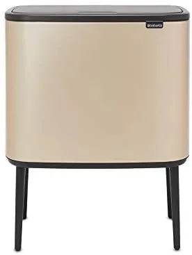 Brabantia Bo Touch Cubo de basura de reciclaje, acero, color Metallic Gold, 11 + 23 Litros