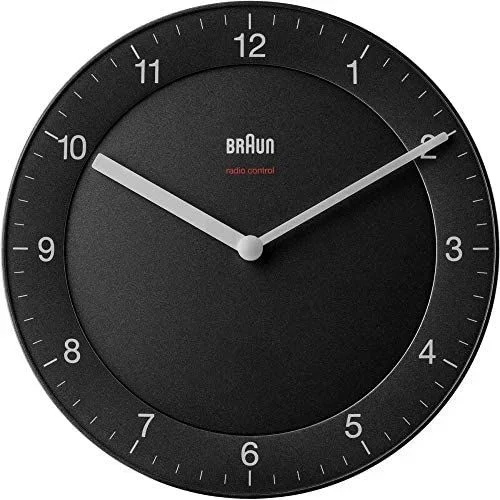 Braun Funkwanduhr/Design-Objekt/Design-Klassiker/präzises Funkuhrwerk/Einfach abzulesendes Zifferblatt/Mattes Gehäuse/Durchmesser 20 cm/Farbe: Blau/Modell BC06BL-DCF
