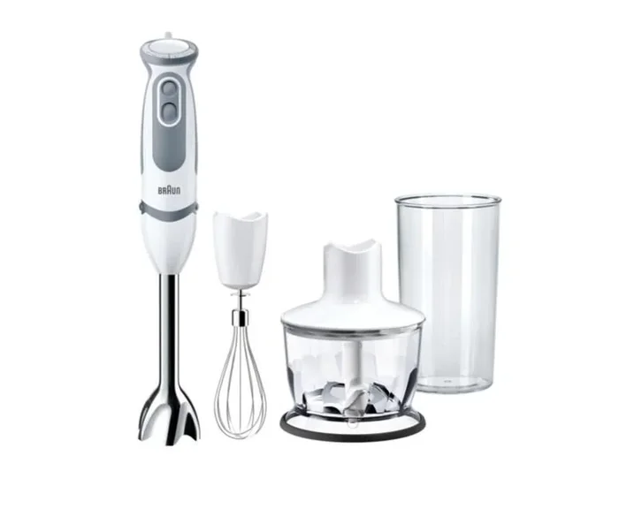 Braun Minipimer 5235 – Batidora de Mano, 1000 W, 21 Velocidades y Función Turbo, Campana Anti-salpicaduras, Powerbell Plus, Easy-Click, Incluye Varillas, Picadora 500 ml, Vaso de 600 ml, Color Blanco