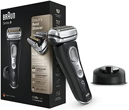 Braun Series 9 9340s Máquina de afeitar de láminas Recortadora Negro, Plata