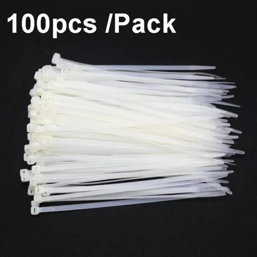 Bridas para Cables de Nailon Autoblocantes Estándar Nacional 8X300mm 7,6mm Ancho (Blanco) 100 unidades