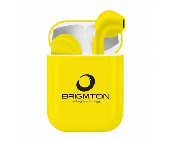 Brigmton BML-18-Y auricular y casco Auriculares Inalámbrico Dentro de oído Llamadas/Música Bluetooth Amarillo