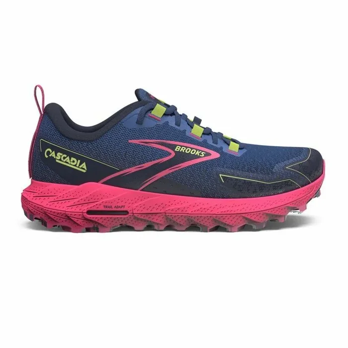 Brooks Cascadia 18, Sneaker Mujer, Grey Blue Pink Sunny Lime, 36.5 EU