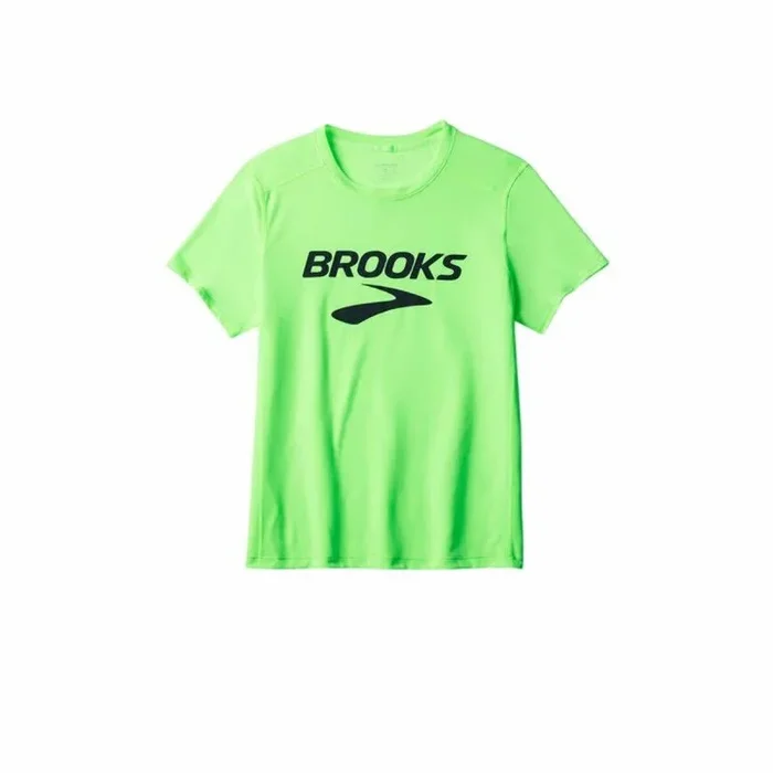 Brooks Manga corta Distance 3.0 para hombre, Logotipo Neo Limeade/Brooks, Large