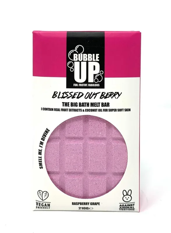 Bubble Up Barra de aceite de baño, hidrata la piel, fragancia relajante, vegana y libre de crueldad, frambuesa y uva