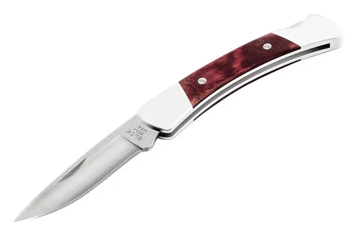 Buck Knives STE-0503RWS Cuchillo de Caza Prince® Hoja de acero inoxidable 420HC y Mango de Resina Madera impregnada y refuerzos de níquel y plata