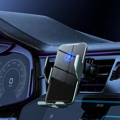 C9 Cargador Inalámbrico para Automóvil Soporte para Teléfono Infrarrojo Sujeción Automática Soporte para Teléfono de Metal Cargador para Automóvil (Azul)