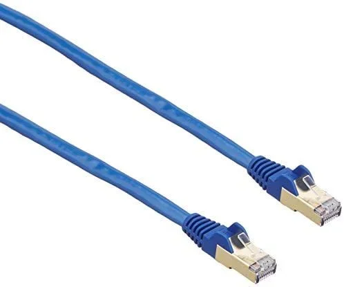 Cable 5m Ethernet CAT6a – Cable de Red de 10 Gigabits Blindado Snagless RJ45 PoE de 100W – Latiguillo STP de 10GbE con Alivio de Tensión – Fluke – UL – TIA – Azul
