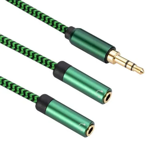 Cable Adaptador Audio 2 en 1 3,5 mm Macho a Doble 3,5 mm Hembra 2 m (Verde)
