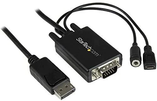 cable adaptador de 2m displayport a vga con audio – conversor dp a vga – 1920×1200,3 años