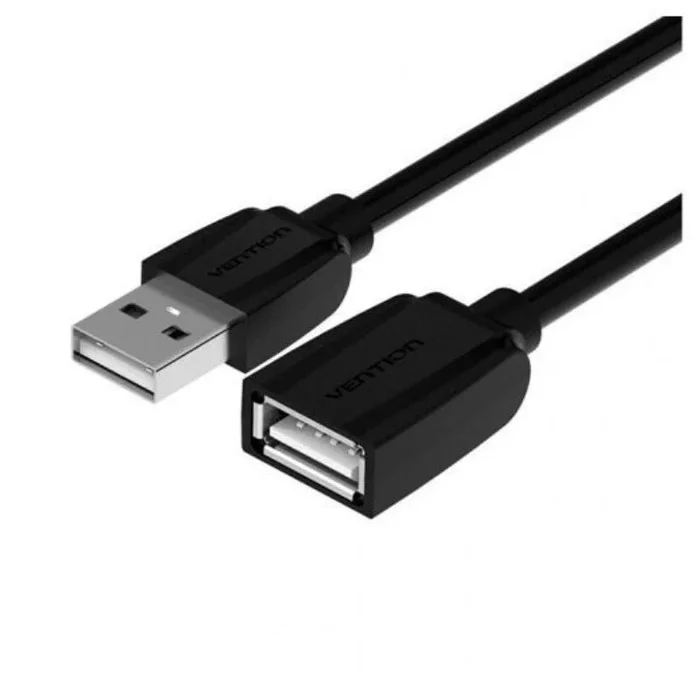 Cable alargador usb 2.0 vention vas-a44-b200/ usb macho – usb hembra/ 2m/ negro