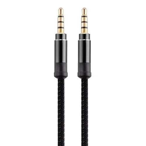 Cable Aux Audio Macho a Macho 3,5 mm Chapado en Oro Estéreo Coche 3 m (Negro)