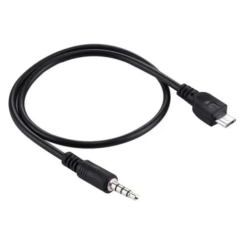 Cable Auxiliar de Audio Macho 3,5 mm a Micro USB Macho 40 cm (Negro)