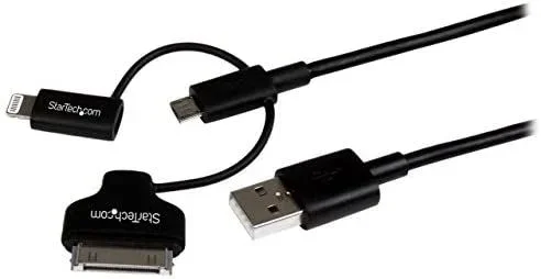 cable de 1m lightning, dock de 30 pines o micro usb a usb para ipod ipad iphone – color negro,2 años