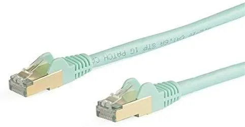 cable de 7m de red ethernet cat6a aqua con conectores rj45 sin enganches stp con alambre de cobre,garantia lifetime