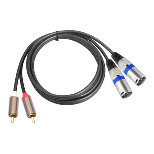 Cable de Audio 2 RCA Macho a 2 XLR 3 Pines Macho, 1,5 m (Negro Plateado)