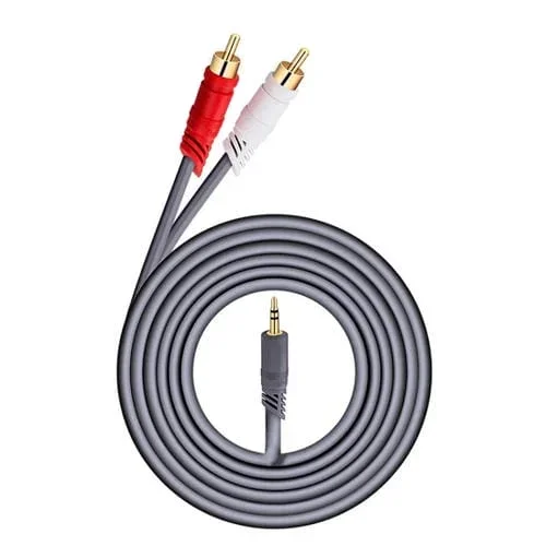 Cable de Audio Jinghua 3,5mm a 2 RCA para Consola de Juegos Conexión de Audio para Exteriores 15 M (Gris)