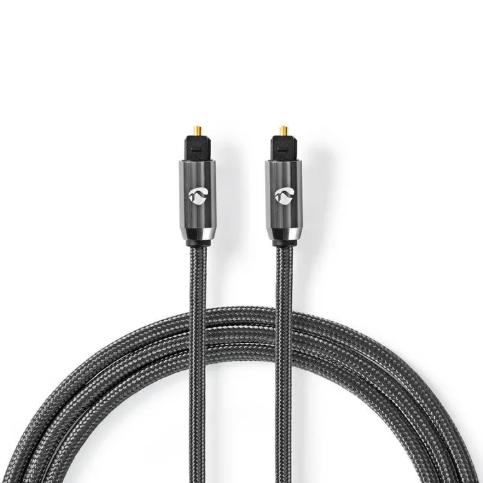 Cable de audio óptico | toslink male | toslink male | 2.00 m | redondo | algodón | gris metalizado | caja de ventana
