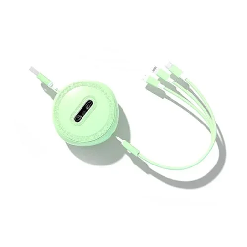 Cable de carga 3 en 1 Micro 8 Pin Tipo-C Usb-C telescópico (Verde)