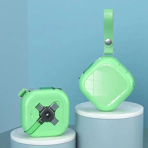 Cable de carga 3 en 1 Usb A 8 Pin + Micro Usb + Usb-C con soporte móvil (Verde)