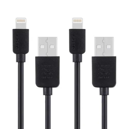 Cable de carga 8 Pin Haweel 1M Sync y Kit para iPhone iPad (Negro) 2 Pcs