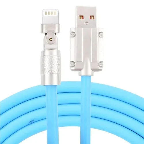Cable de carga rápida Mech Series 6A 120W Usb A 8 Pines con Conector Metal 180° (Azul) 1,8 m