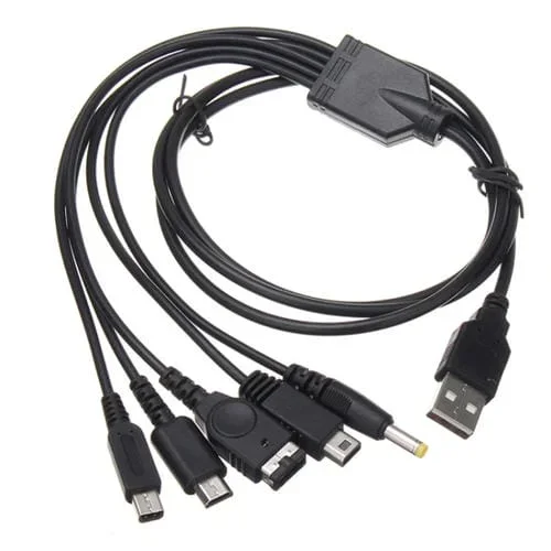 Cable De Carga Usb 5 En 1 Para Wii U / Nuevo 3Dsxl / Nuevo 3Ds / Nds Lite Sp / Psp