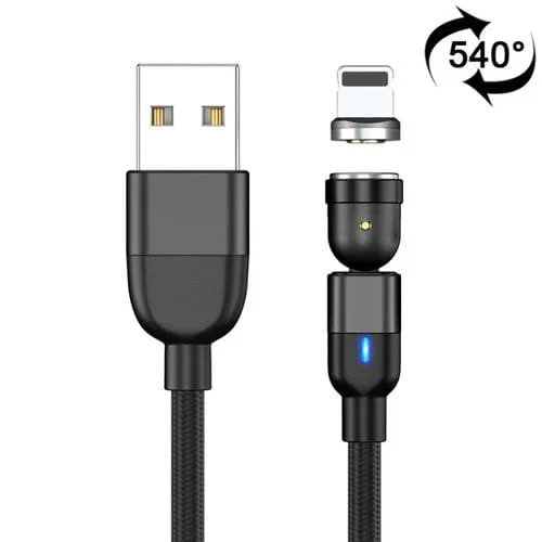 Cable de carga USB A 8 Pines magnético giratorio 540° 3A 2M (Negro)
