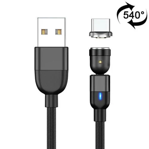 Cable de Carga Usb A a Usb-C Magnético Giratorio 540° 1M 3A (Negro)