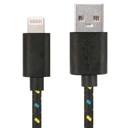 Cable de carga USB nylon 3M para iPhone iPad transferencia de datos (Negro)