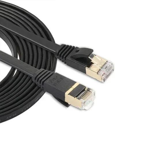 Cable de Conexión Ultraplano Cat7 10 Gigabit Ethernet 3 M para Red Lan Enrutador Módem con Conectores RJ45 Blindados (Negro)