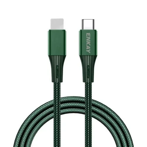 Cable de datos Enkay PD 20W 3A USB-C a 8 Pin trenzado nylon carga rápida 1M (Verde)