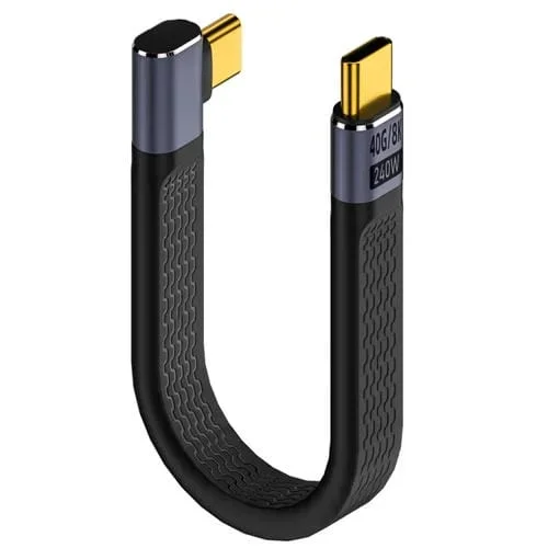 Cable de Datos Flexible USB-C Tipo C Macho a USB-C Tipo C Macho 240 W 40 Gbps (Curva Lateral)