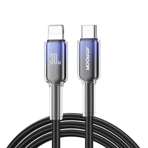 Cable de Datos Joyroom S-A42 Crystal Clear Series Tipo C a 8 Pines Carga Rápida 1,2 m (Negro)