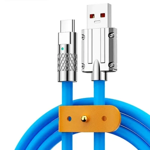 Cable de Datos Mech Series 6A 120W USB A a USB-C Enchufe de Metal Carga Rápida 1,8 m (Azul)