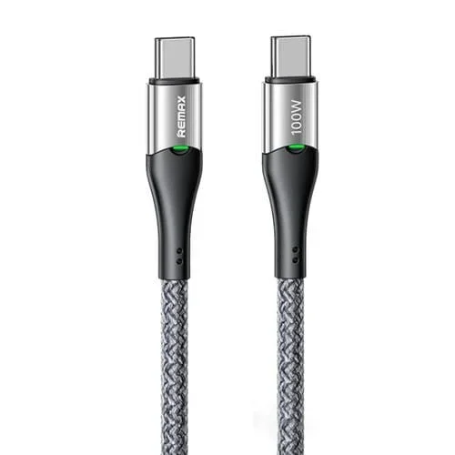 Cable de Datos Remax Rc-C115 Tipo C a Tipo C Carga Rápida 100 W 1,2 m (Plateado)