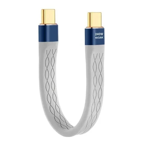 Cable de Datos USB-C a USB-C FPC Flexible 240 W 40 Gbps 13,3 cm (Gris)