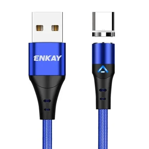 Cable de Datos y Carga Rápida Enkay 3A USB A a Tipo C Magnético con Luz Led 2 m (Azul)