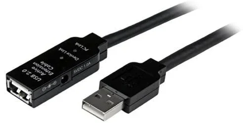 Cable de Extensión Alargador de 35m USB 2.0 Alta Velocidad Activo Amplificado – Macho a Hembra USB A – Negro