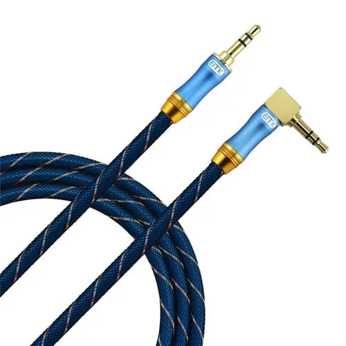 Cable de Extensión de Audio 3,5 mm Emk para Automóvil 90 Grados Longitud 3M (Azul)