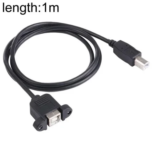 Cable de Extensión de Impresora USB Bm a Bf con Orificio de Tornillo, Longitud 1M