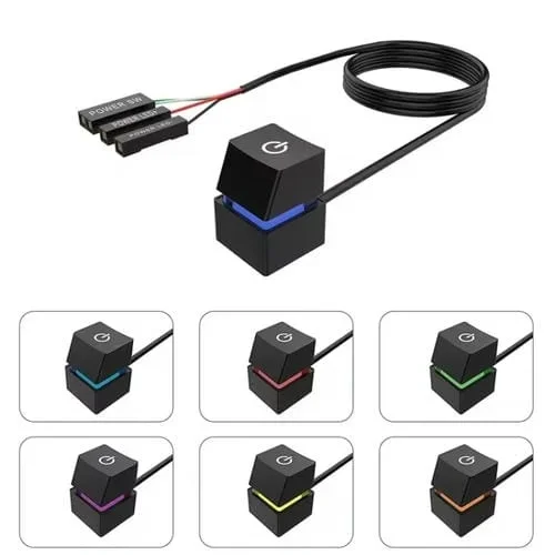 Cable de Extensión para Computadora de Escritorio con Interruptor Móvil y Botón de Inicio (Negra) Luz Colorida 2 M