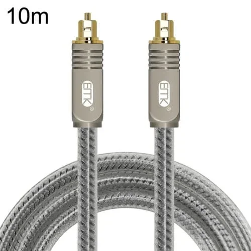Cable de Fibra Óptica Digital de Audio Emk Yl/B Conexión Cuadrado a Cuadrado 10 M (Gris Transparente)