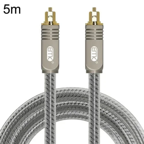 Cable de Fibra Óptica Digital de Audio Emk Yl/B Conexión Cuadrado a Cuadrado 5 m (Gris Transparente)