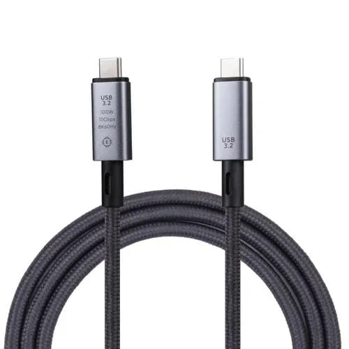Cable de Video Usb-C Tipo-C a Usb-C Tipo-C 10 Gbps 8K Compatible Usb 3.2 (Negro)