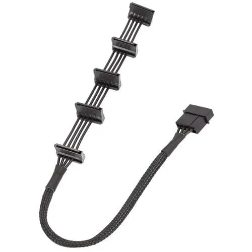 Cable Grande de Jaula de Disco Duro SATA de 1 a 5 con Rejilla de Manga de 4 Pines 40cm 18Awg
