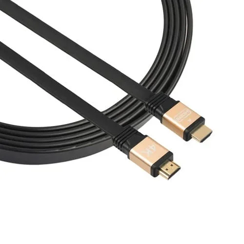 Cable HDMI 2.0 1M (Dorado) 30AWG Alta Velocidad 18Gbps Plano HDMI Macho a HDMI Macho Conectores Chapados en Oro (4K)