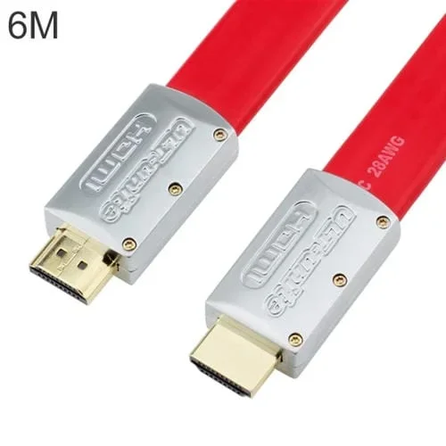 Cable HDMI Plano Uld-Un Unite 4K Ultra HD Chapado en Oro 6M (Rojo)