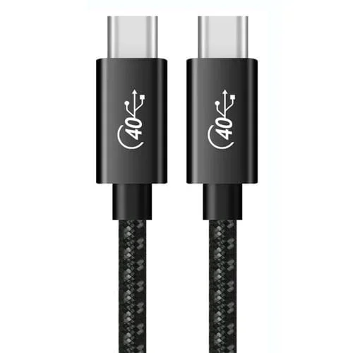 Cable Thunderbolt 4 USB-C 100W PD Tipo-C a USB-C 0.5m (Malla Negra y Gris)