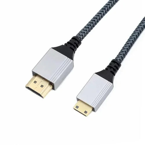 Cable Trenzado de Transmisión de Video HDTV a Mini HDTV 4K UHD 1,5 m (Gris)